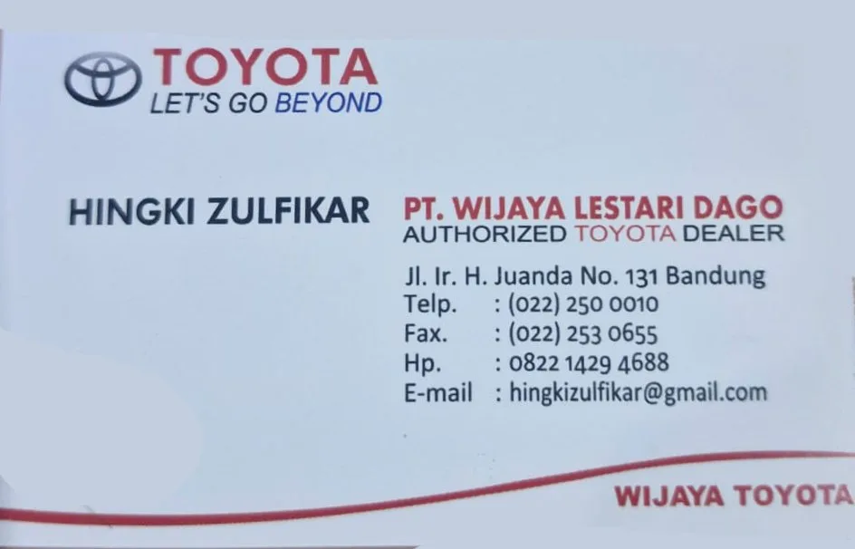Kartu Nama Hingki Wijaya Toyota